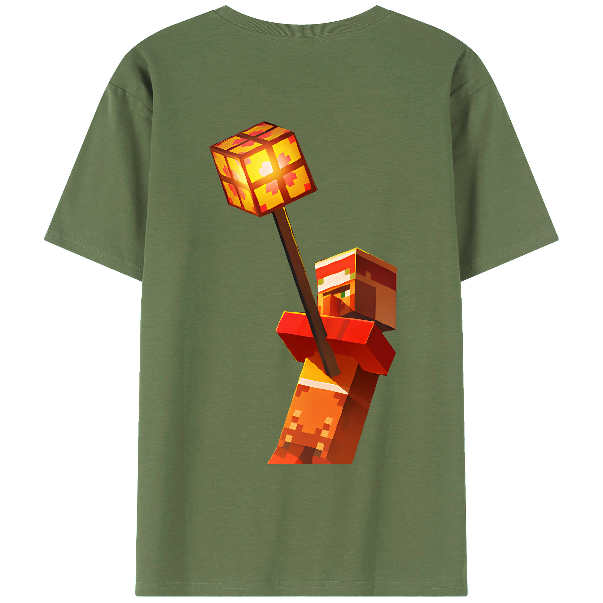 （画像用） マインクラフト ブロックの世界 Minecraft MC Block world 綿100％ メンズ半袖Tシャツ（バックプリント） 通気性
